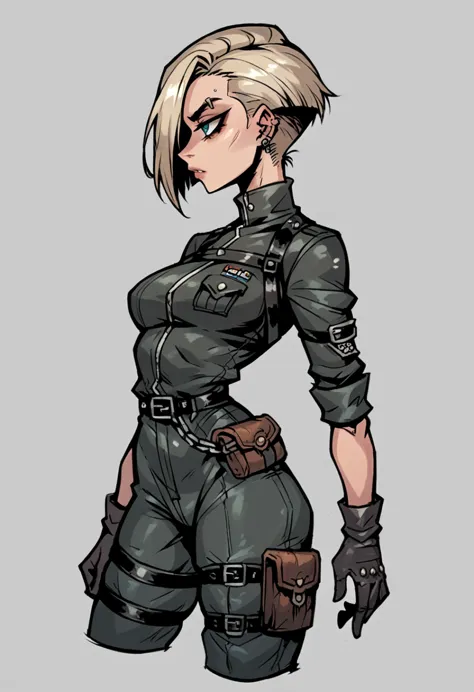 draw a female character with a female character one aesthetics that mixes the tactical and psychological look of special operati...