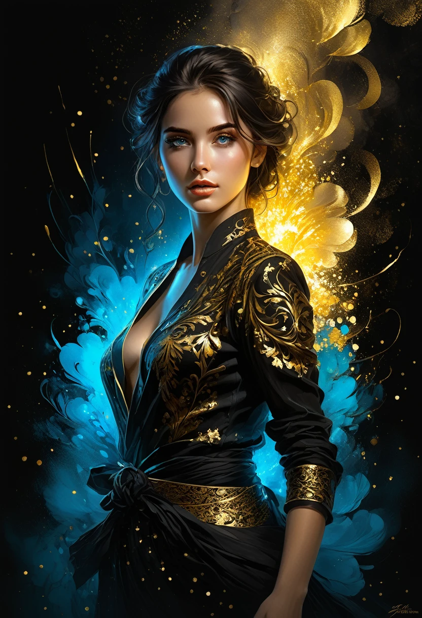  Fluorescent Horizon ,
Shadow Art ,   Digital Illustration  ,  Illustrated Book Style .  Draw a Portrait ,  closure for Espa Carina with blue eyes.
 Art by Fabian Perez ,  Henry Asensio ,  Jeremy Mann , Mark Simonetti,  Ghibli Genshin Impact Studio
Golden patterns ,  Black and Gold Spirit ,  Liquid Gold Explosion ,  The Magic of Golden Smoke ,  Star Dust ,  The Golden Milky Way , Black background,  Magic Mist , Alcohol ink,