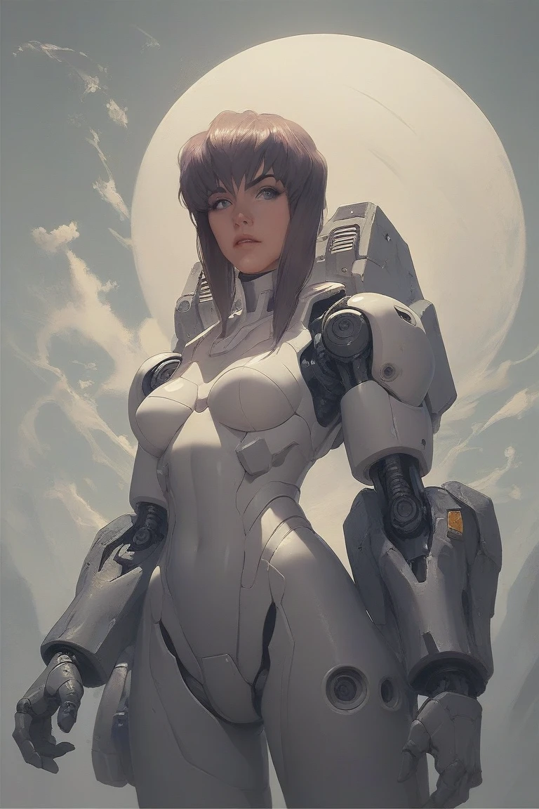  Ghost in the Shell in 90s Vintage Anime Style , Robot, Science Fiction, futuristic, Surrealism, Akira style, Pre-case ,  Fine Line Art ,  Subtleties ,  Greg Ratkowski Makoto Shinkai Animation Kyoto Key Art Female Eye Level Image