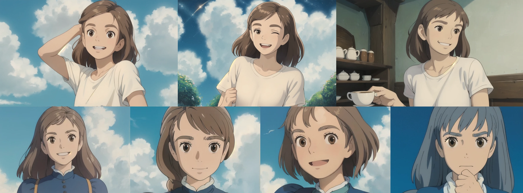 To create simple Ghibli-style Avatars. The image to be uploaded is a reference for the size of the generated image. Maximum tested dimension 1920x1080 for wallpaper. Just select the image with the size you want in your generation or use any of the sample images as a base.<br><br>Take care of the description of the prompt, nothing exaggerated and keep it very simple.<br><br>Lora: Studio Ghibli Style - Howls Moving Castle - Sophie Hatter