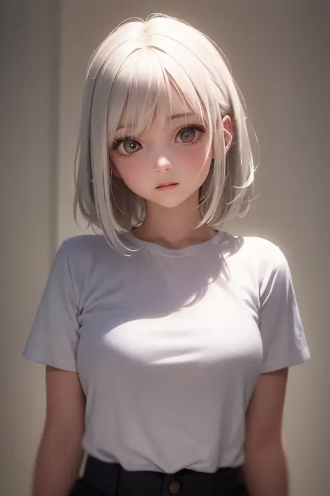 masterpiece,best quality,1girl,upper body,white hair,bright eyes,shirts,