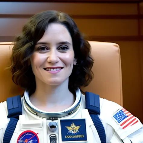 iayuso person, wearing an astronaut suit, in interstellar movie, floating in a space ship, This portrait is a stunning display of expert composition and technical skill. The image is captured in high resolution, providing exceptional detail and clarity. The subject is positioned in the center of the frame, with a natural and relaxed pose that exudes confidence and charisma. The lighting is expertly executed, casting a warm and inviting glow across the subject's face and highlighting their features with precision. The colors are rich and vibrant, with a subtle contrast that adds depth and dimension to the image, aiyuso person