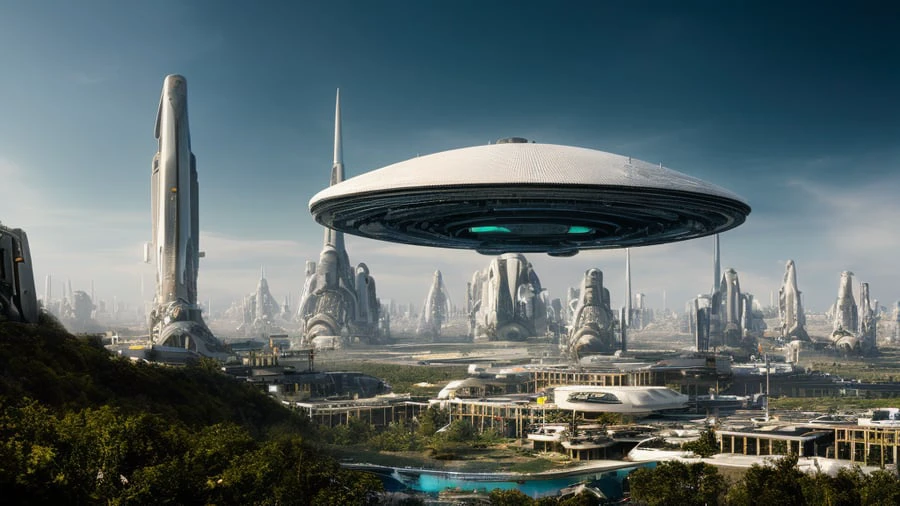 una representación de una ciudad alienígena de ciencia ficción. Ultra detallado, ultra realista, alta resolución, alta calidad