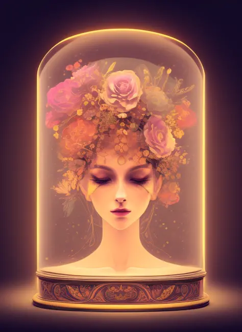 (knollingcase:1.2), 
samdoesarts style (symmetry:1.1) (floral:1.05) woman as a beautiful goddess, pink and gold and opal color s...