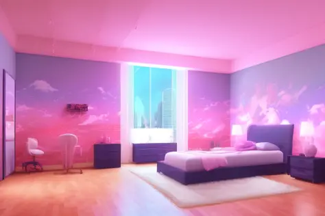 anime background,90s teenage bedroom , semi realistic, ring lighting , rim lighting, cinematic,pastel ,BgAniDusk