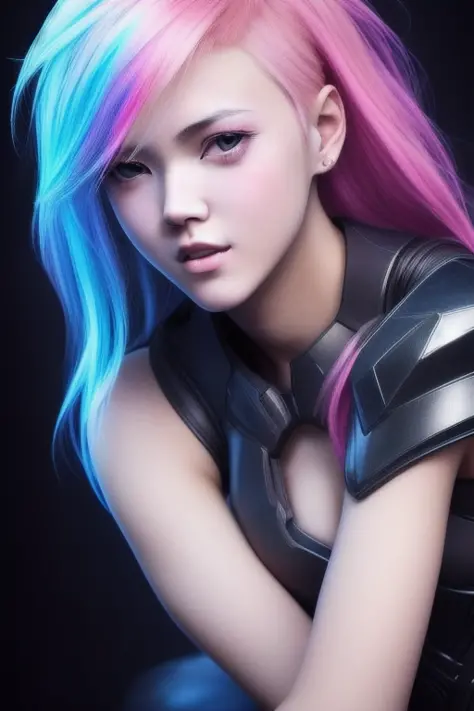 full body photography of a blonde asian teen angel warrior wearing futuristic wings and a dark (zero suit armor) by night in a raining (futuristic neon city), samus haircut, malicious smile, (mischievous smile), serious eyes, laughing, (iridescent rainbow hair), very long hair, freckles, pink make-up, (cute1.3), thick thighs, detailed hands
 highest quality, top quality photograph, realism, masterpiece portrait, detailed eyes, detailed face, detailed hands, photo realistic, (gorgeous detailed face),  absurdres, realistic:1.3, soft lighting, pan, (large angle), HDR, 4k, nvinkpunk art style, nsfw