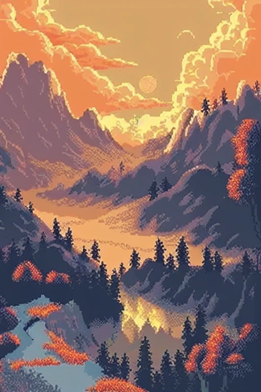 a beautiful landscape pixelart