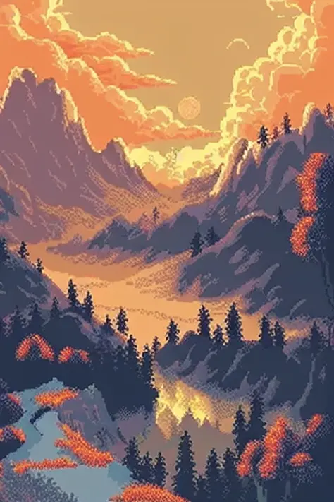 a beautiful landscape pixelart