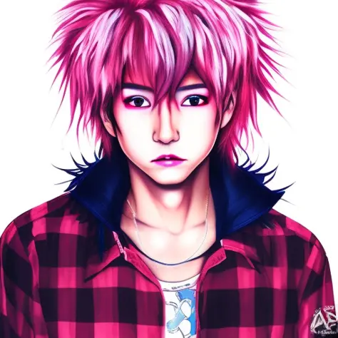 illustration, 1boy, male focus,  hideto mastumoto, hide from x-japan, japanese rock star, the pink spider, bokeh, brown_eyes, cl...