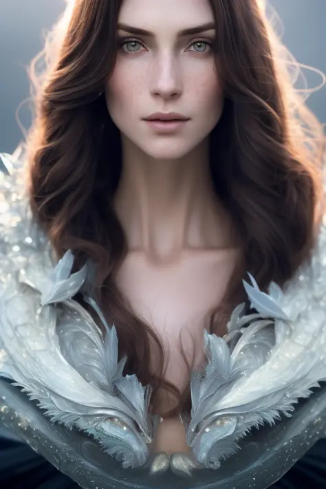 high detail RAW color Photo of pale beautiful 30yo woman with angular face, pointed chin, feminine, large eyes, cape, realistic, symmetrical, highly detailed, harsh lighting, cinematic lighting, art by artgerm and greg rutkowski and alphonse mucha, ((torna...