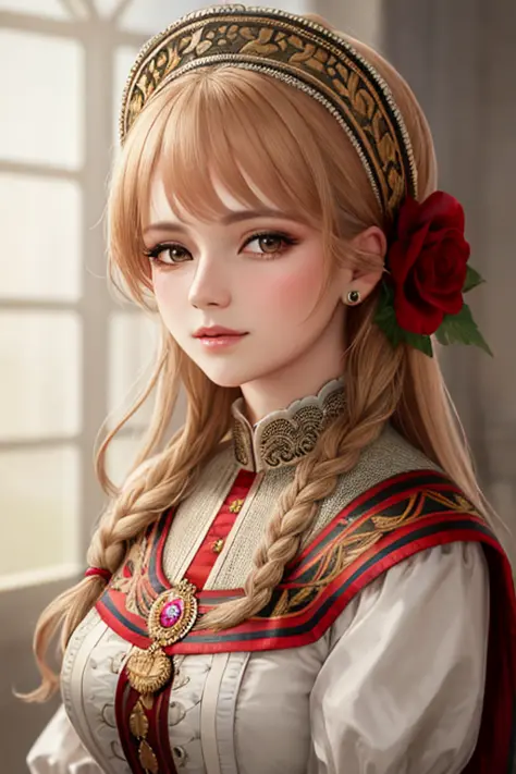 a beautiful  england  woman wearing traditional  wears, (masterpiece), (portrait), (raw photo), (extremely detailed cg unity 8k ...