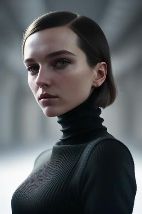 A intricate full color portrait of sks woman, wearing a black turtleneck, epic character composition, by ilya kuvshinov, alessio...