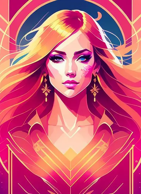snthwve style nvinkpunk (symmetry:1.1) (portrait of floral:1.05) a woman as a beautiful goddess, (assassins creed style:0.8), pink and gold and opal color scheme, beautiful intricate filegrid facepaint, intricate, elegant, highly detailed, digital painting...