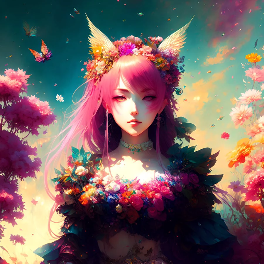 dreamlikeart, A beautiful woman in a drugged state, experiencing a wild, colorful fantasy world, dreamy, dream-like, fantastical, surreal, digital illustration, artstation, concept art, smooth, sharp focus, art by Yoshitomo Nara and Yoshitaka Amano