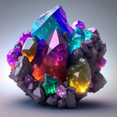 dreamlikeart beautiful mineral, rainbow crystals, ultra detailed, incredible lighting, hyper detailed, 8k, unreal engine 5, 3d r...