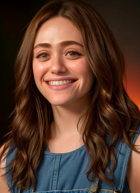 a close up of a woman with long hair smiling at the camera