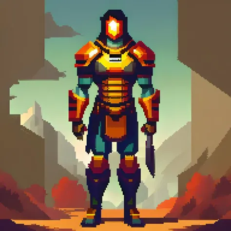 التصوير الفوتوغرافي الحائز على جائزة Pixelart لصورة واحدة لكامل الجسم لذكر Paladin الجميل, الصورة الحائزة على جائزة, تحفة, ملصق لعبة فيديو 