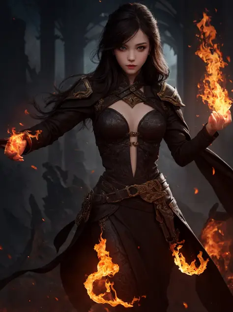 1girl,solo,masterpiece, best quality,fantasy,dark,shadow,
face is important,boy is important,eyes are important,rThe character is the main body of the work,(upper body),nice body,
flames,ruins,