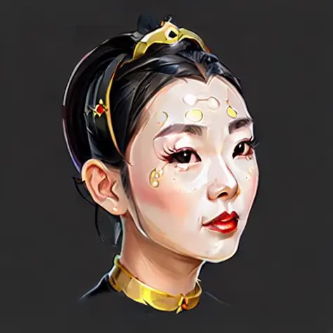 a  chinese girl, item , centered ,symetric,detailed  face,hime cut,