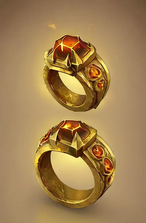 {Intricate magic gold} , fantasy, diablo 2,golden ring, fire, fiery, made of magma, hot rock, melt rock, game icon (masterpiece)