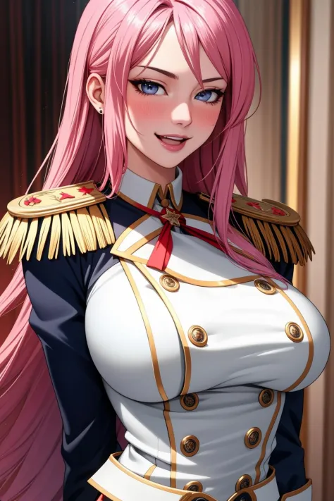 ((Masterpiece, best quality)),edgQuality,smirk,smug,
edgElegant, 1girl, solo, long hair, breasts, looking at viewer, blush, open mouth, epaulettes,wearing edgElegant
 <lora:edgElegant-000002:1>