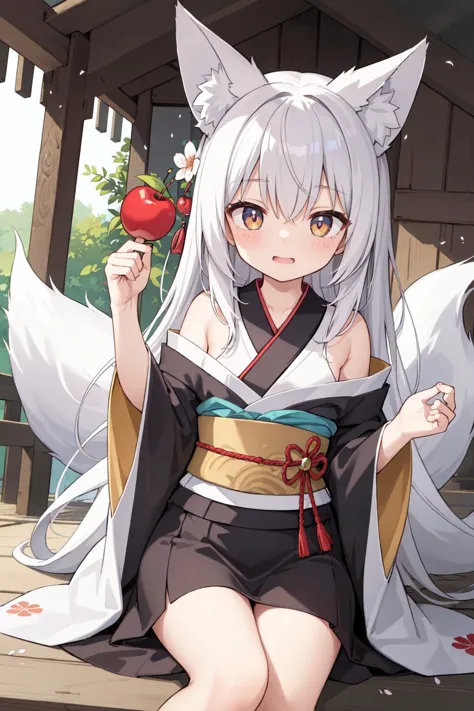 (best quality, masterpiece, petite),This woman embodies the enchanting spirit of the mythical Japanese fox, known as the Kitsune...