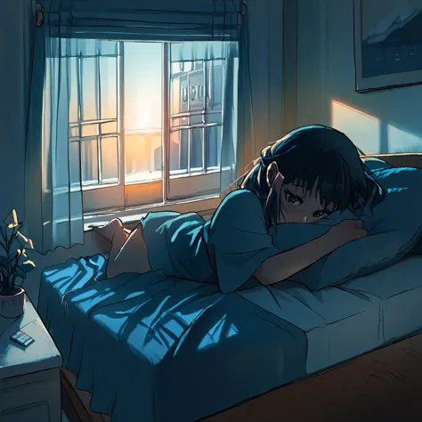 score_9,score_8_up,score_7_up,source_anime,
LowKeyLights_v2, 1girl,solo,blue theme,dawn,indoors,laying on bed, looking out,window
 <lora:low-key_lights_v2_pony:0.8>