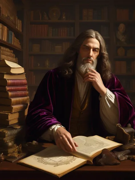 arafed image of a man sitting at a table with a book