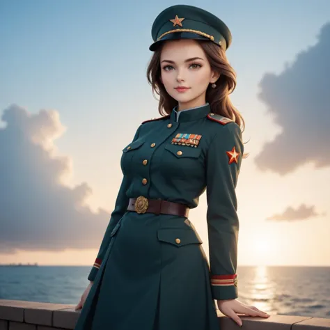 <lora:Pony Soviet Military uniform-000003:0.4>
core_9, score_8_up, score_7_up, score_6_up, score_5_up, score_4_up, BREAK 1girl, solo, best quality, high quality, highres, masterpiece, Soviet Military uniform, outdoors, battleship,