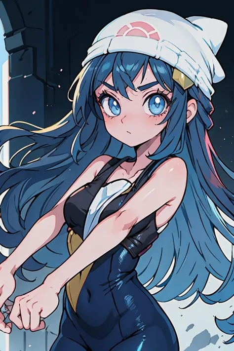 anime girl with blue eyes and a sailor hat holding a sword