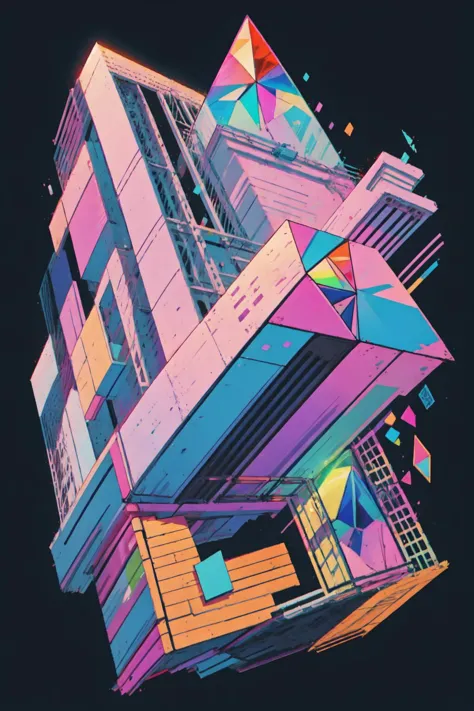 a close up of a building with a colorful design on it