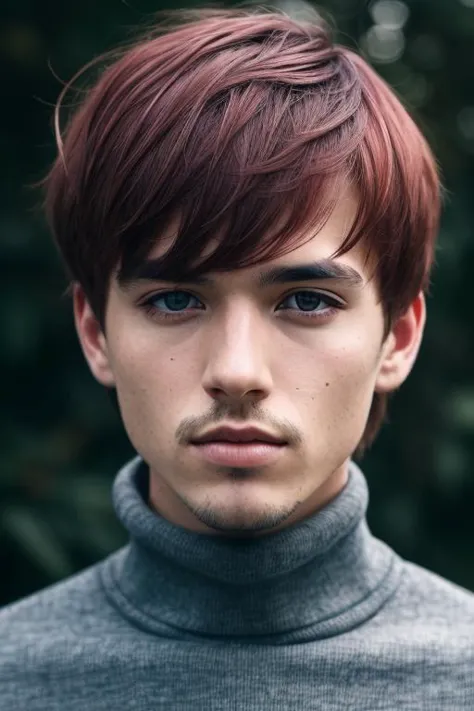 male, man, (([Red hair], [Buzz cut], [Dressy turtleneck])),  realistic, (detailed face, detailed eyes, detailed skin), RAW, anal...