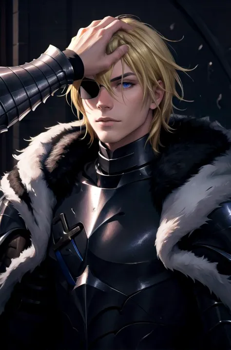 Highly detailed, High Quality, Masterpiece,  ((HeadpatPOV)), <lora:HeadpatPOV:1>,  1man, DimitriAfter, blonde hair, armor, cape,...