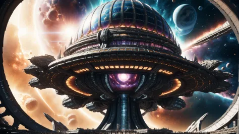 a close up of a futuristic spaceship with a large dome