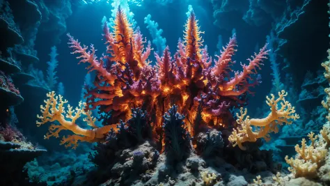 a close up of a coral reef with a lot of corals