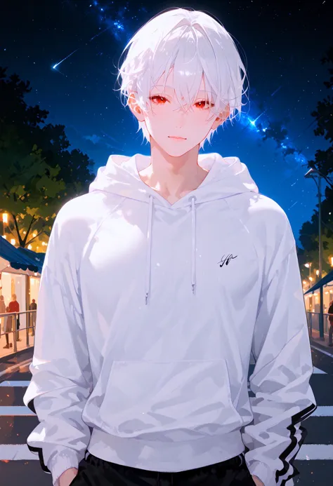 score_9, score_8_up, score_7_up, best quality, source_anime break, 1boy, white hair, red eyes, pale skin, short hair, streetwear...