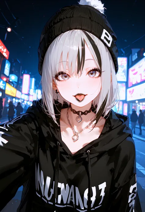 score_9, score_8_up, score_7_up, best quality, source_anime break, (fisheye:1.2), selfie, 1girl, moody nighttime atmosphere, v, ...