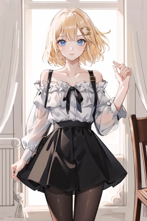 best quality, intricate details,


1girl, <lora:ameliaWatsonHololive_v2AllOutfits:0.8> amelia watson, monocle hair ornament,  amelia_casual, frilled shirt, collarbone, black skirt, pantyhose, 



 <lora:auDeleteAuStyleLora_offset:0.8> au \(d elete\),