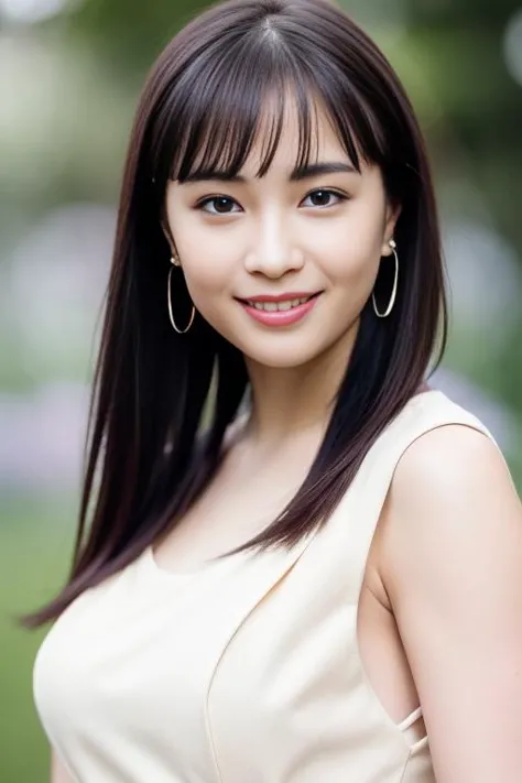 a close up of a woman with long hair wearing a dress