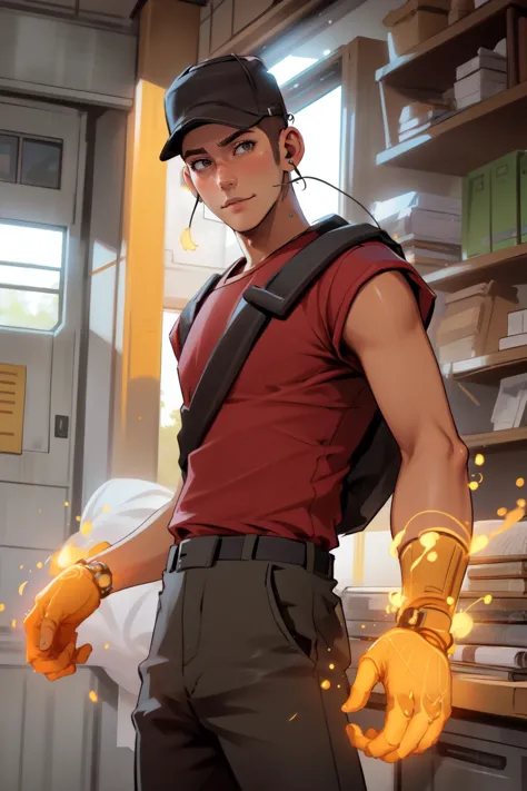(masterpiece, best quality), intricate details,
 1boy, male, red shirt, brown hat, brown pants, <lora:tf2scoutlorav1:0.8> tf2sco...