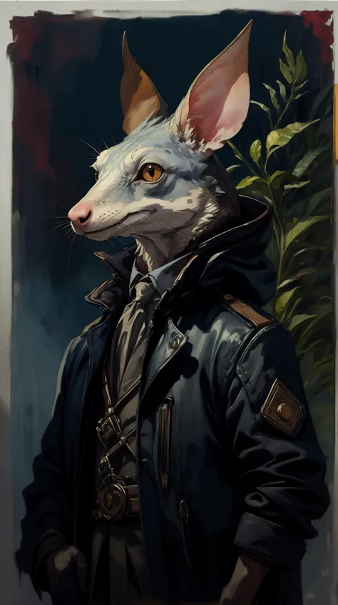 a painting of a rat in a jacket and a hat