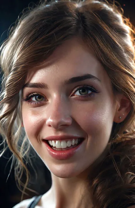 a close up of a woman with a smile on her face