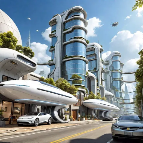 futuristic city with futuristic architecture and futuristic cars