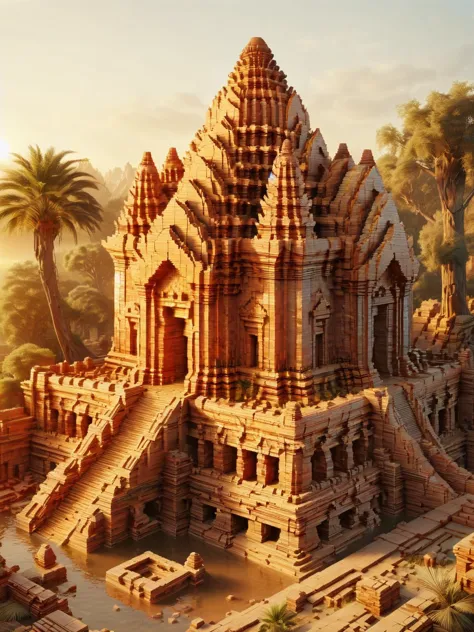 ais-brickz ancient ais-brickz temple bathed in the golden light of a setting sun <lora:Bricks_Style_SDXL:1>