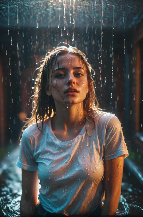 (((masterpiece))),(((best quality))),highly detailed, cinematic film still 1girl wet tshirt water drops,splash detailed,surreal dramatic lighting shadow (lofi, analog),kodak film by Brandon Woelfel Ryan McGinley,vignette,high budget,bokeh,cinemascope,moody,epic,gorgeous,film grain,grainy, 