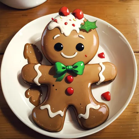 there is a plate with a decorated gingerbread on it