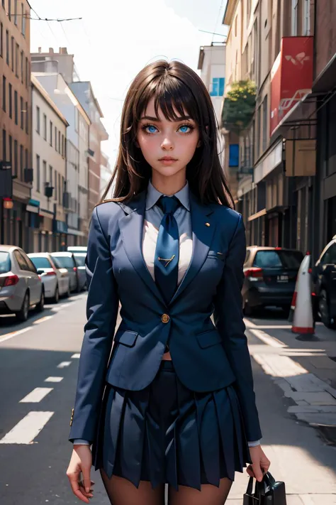 (masterpiece, best quality), 1girl,    <lora:yoshidasaki-nvwls-v1:0.8>  defSaki, blue eyes, blue blazer, blue necktie, pleated s...