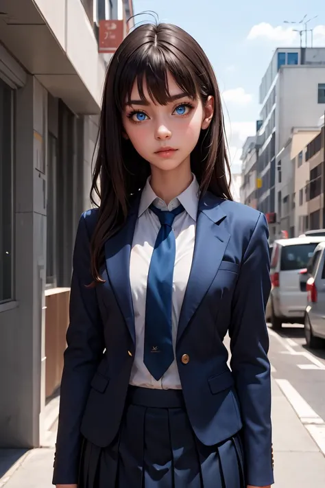 (masterpiece, best quality), 1girl,    <lora:yoshidasaki-nvwls-v1:0.8>  defSaki, blue eyes, blue blazer, blue necktie, pleated s...