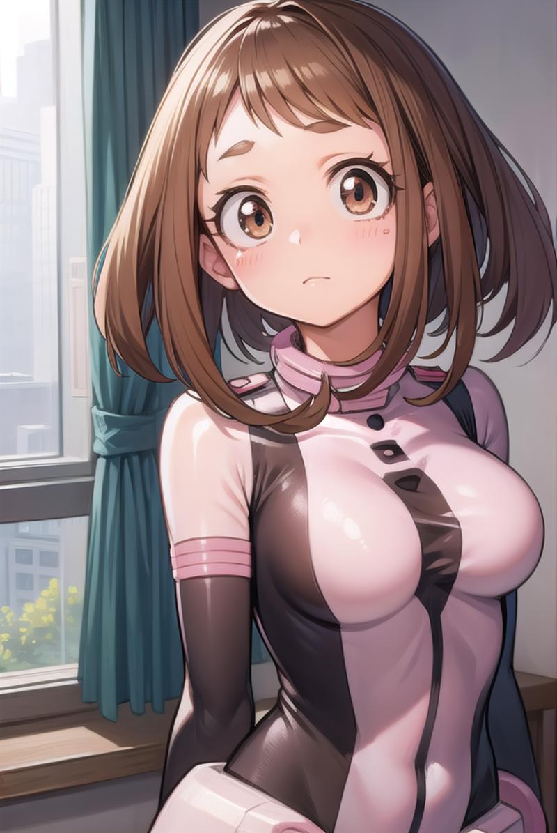 Uraraka Ochako, naked (Nipples) (pose sexy) (pussy juice) (Whole body -  SeaArt AI