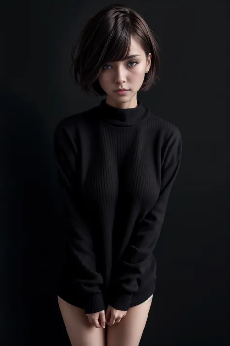 a woman in a black sweater posing for a picture